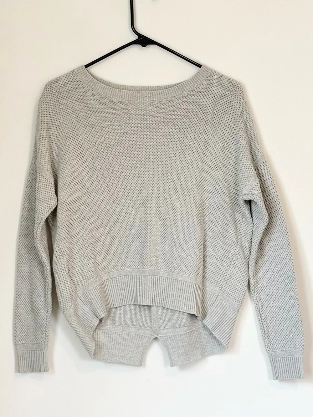 LOFT Light Gray Waffle Knit Casual Crewneck Sweater - Size: Extra Small